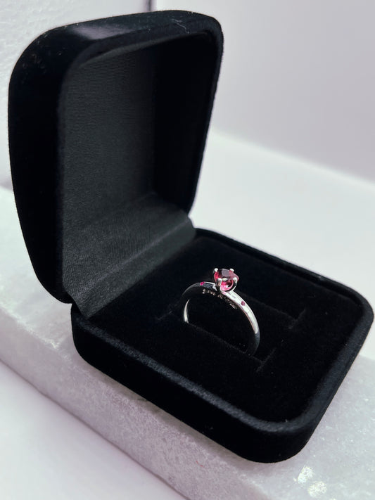 ANEL YOU&ME PRATA 925 COM PEDRA EM ZIRCONIA ROSA